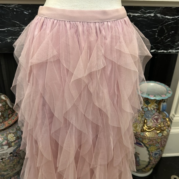 NWOT “SOHO APPAREL” rose pink sheer ruffled maxi skirt - Picture 2 of 5